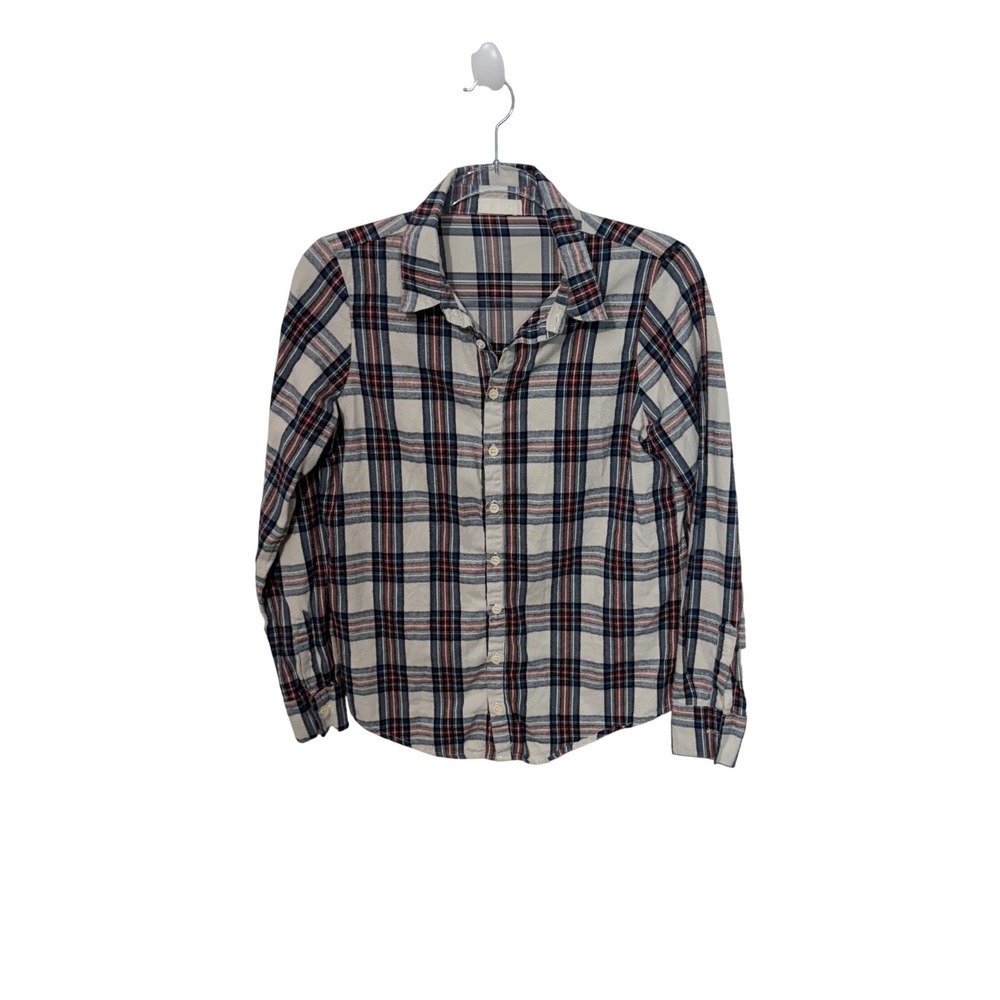 CP Shades Button Down Shirt Womens XS Blue Red Plaid Cotton Flannel Long Sleeve